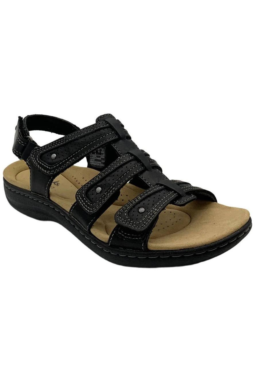 Clarks Women's Laurieann Ivy Heritage Flat Sandals Black Leather - Medium